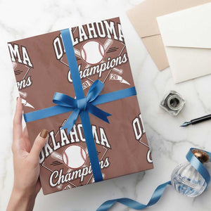 Oklahoma Champions 2026 Wrapping Paper Roll Baseball Pennant Flag Graphic TS11 Mocha Print Your Wear