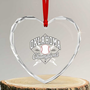 Oklahoma Champions 2026 Heart Crystal Glass Ornament Baseball Pennant Flag Graphic TS11 Transparent Glass 3'' Heart Print Your Wear