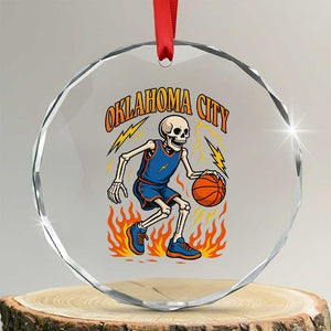 Oklahoma City Basketball Skeleton Crystal Glass Ornament OKC Hoops Fan Life Sport Lover TS02 Transparent Glass 3'' Circle Print Your Wear