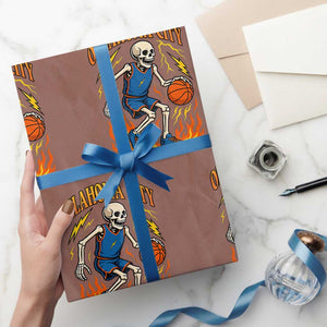 Oklahoma City Basketball Skeleton Wrapping Paper Roll OKC Hoops Fan Life Sport Lover TS02 Mocha Print Your Wear