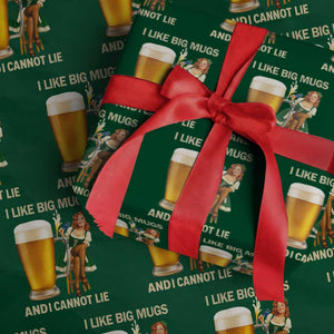 Oktoberfest Beer Wrapping Paper Roll Funny I Like Big Mugs Pin Up Girl Dirndl TS10 Green Print Your Wear