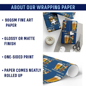 Oktoberfest Beer Wrapping Paper Roll Funny I Like Big Mugs Pin Up Girl Dirndl TS10 Print Your Wear
