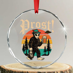 Oktoberfest Bigfoot Alien Beer Crystal Glass Ornament Retro German Sasquatch Beer TS10 Transparent Glass 3'' Circle Print Your Wear