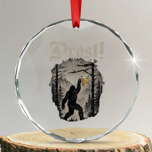 Oktoberfest Bigfoot Crystal Glass Ornament Vintage Forest Sasquatch Drinking Prost TS10 Transparent Glass 3'' Circle Print Your Wear