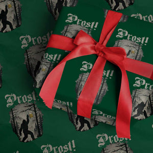 Oktoberfest Bigfoot Wrapping Paper Roll Vintage Forest Sasquatch Drinking Prost TS10 Green Print Your Wear