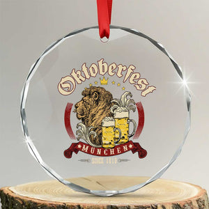 Oktoberfest Munchen Crystal Glass Ornament Munich Since 1810 Bavarian Lion and Beer TS02 Transparent Glass 3'' Circle Print Your Wear