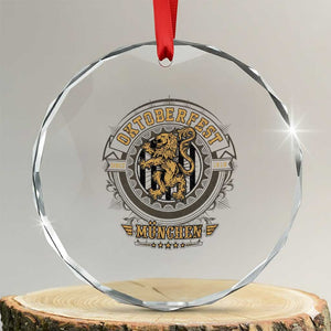 Oktoberfest Munchen Crystal Glass Ornament Munich Vintage Round Emblem with Bavarian Lion TS02 Transparent Glass 3'' Circle Print Your Wear