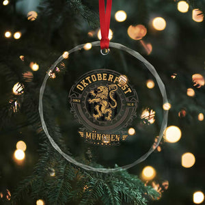 Oktoberfest Munchen Crystal Glass Ornament Munich Vintage Round Emblem with Bavarian Lion TS02 Print Your Wear