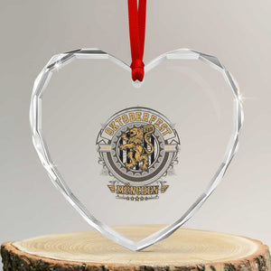 Oktoberfest Munchen Heart Crystal Glass Ornament Munich Vintage Round Emblem with Bavarian Lion TS02 Transparent Glass 3'' Heart Print Your Wear