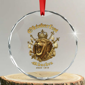 Oktoberfest Munchen Roaring Lion Crystal Glass Ornament Since 1810 Crown and Beer Weapon TS02 Transparent Glass 3'' Circle Print Your Wear