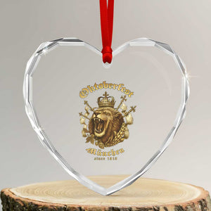 Oktoberfest Munchen Roaring Lion Heart Crystal Glass Ornament Since 1810 Crown and Beer Weapon TS02 Transparent Glass 3'' Heart Print Your Wear