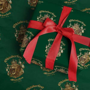 Oktoberfest Munchen Roaring Lion Wrapping Paper Roll Since 1810 Crown and Beer Weapon TS02 Green Print Your Wear