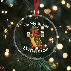 Oktoberfest On My Wurst Behavior Crystal Glass Ornament Funny German TS10 Print Your Wear