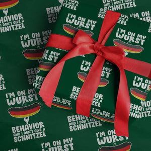 Oktoberfest On My Wurst Behavior Wrapping Paper Roll Dont Give Schnitzel Funny German TS10 Green Print Your Wear