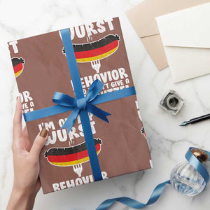 Oktoberfest On My Wurst Behavior Wrapping Paper Roll Dont Give Schnitzel Funny German TS10 Mocha Print Your Wear