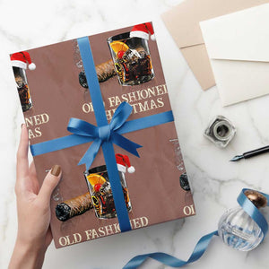 Old Fashioned Cocktail Christmas Wrapping Paper Roll Funny Bourbon Cocktail Drink TS10 Mocha Print Your Wear