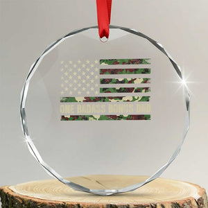 One Badass Bonus Dad Crystal Glass Ornament Funny Stepdad Camo American Flag TS10 Transparent Glass 3'' Circle Print Your Wear
