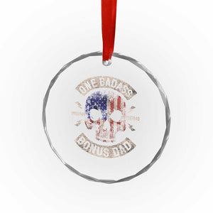 One Badass Bonus Dad Crystal Glass Ornament Vintage Step Dad American Flag Fathers Day TS10 Print Your Wear