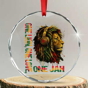 One Love Rasta Lion Crystal Glass Ornament Rastafari Reggae Jamaica Roots Lion of Judah Dreadlocks TS10 Transparent Glass 3'' Circle Print Your Wear