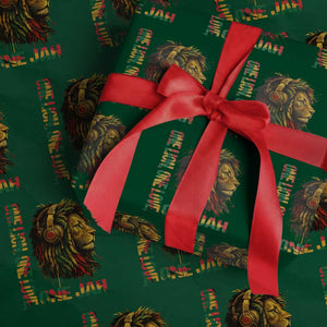 One Love Rasta Lion Wrapping Paper Roll Rastafari Reggae Jamaica Roots Lion of Judah Dreadlocks TS10 Green Print Your Wear