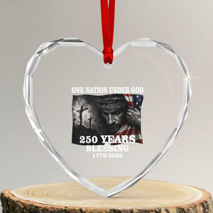 One Nation Under God 250th Anniversary Heart Crystal Glass Ornament American Patriotic Faith TS12 Transparent Glass 3'' Heart Print Your Wear