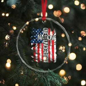 One Nation Under God Crystal Glass Ornament 4th Of July Patriotic Christian Vintage Cross American Flag TS11 Print Your Wear