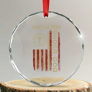 One Nation Under God Crystal Glass Ornament American Flag 4th Of July Patriotic Christian TS10 Transparent Glass 3'' Circle Print Your Wear