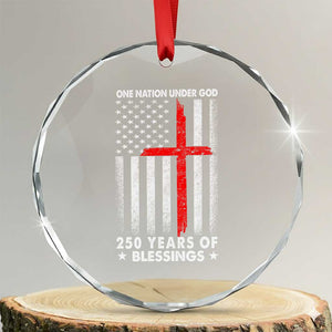One Nation Under God Crystal Glass Ornament USA 250th Anniversary Patriotic Christian One Nation Under God TS10 Transparent Glass 3'' Circle Print Your Wear