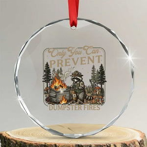 Only You Can Prevent Dumpster Fires Crystal Glass Ornament Funny Raccoon Mental Health Meme TS14 Transparent Glass 3'' Circle Print Your Wear