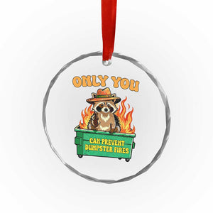 Only You Can Prevent Dumpster Fires Funny Raccoon Crystal Glass Ornament Sarcastic Chaos Humor Holiday Gag Gift TS02 Print Your Wear