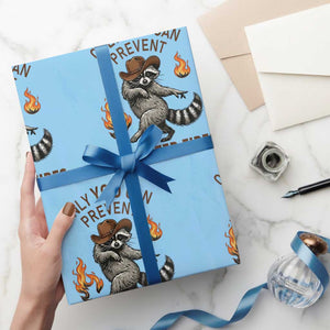 Only You Can Prevent Dumpster Fires Wrapping Paper Roll Funny Raccoon Sarcastic Humor TS14 Light Blue Print Your Wear