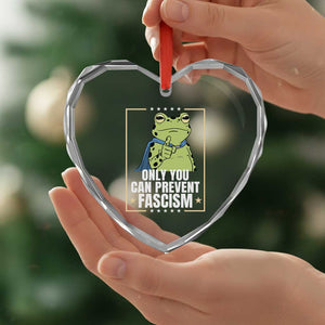 Only You Can Prevent Fascism Patriotic Frog Heart Crystal Glass Ornament Resist Protest Poster TS02 Print Your Wear