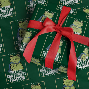 Only You Can Prevent Fascism Patriotic Frog Wrapping Paper Roll Resist Protest Poster TS02 Green Print Your Wear