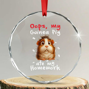 Oops My Guinea Pig Ate My Homework Crystal Glass Ornament Funny Cavy Lover Gift TS12 Transparent Glass 3'' Circle Print Your Wear
