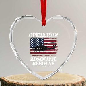 Operation Absolute Resolve Heart Crystal Glass Ornament US Military Extraction Mission American Flag TS02 Transparent Glass 3'' Heart Print Your Wear
