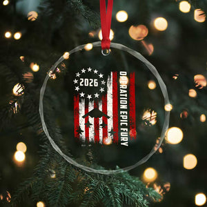 Operation Epic Fury 2026 American Flag Bomber Crystal Glass Ornament B2 Spirit Patriotic Air Dominance TS02 Print Your Wear
