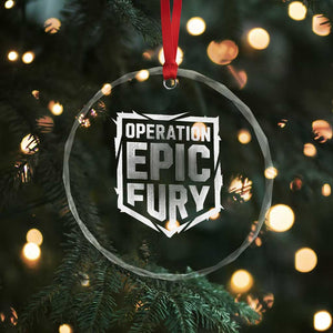 Operation Epic Fury Bold Tactical Shield Graphic Crystal Glass Ornament Strong Patriotic Statement Freedom Supporters TS02 Print Your Wear