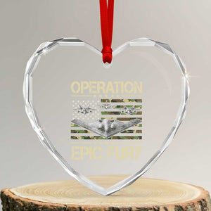 Operation Epic Fury Camo American Flag Heart Crystal Glass Ornament B12 Spirit Stealth Bomber Formation Patriotic Air Power TS02 Transparent Glass 3'' Heart Print Your Wear