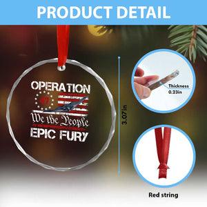 Operation Epic Fury Crystal Glass Ornament Military Bomber Stealth Jet Vintage American Flag TS11 Print Your Wear