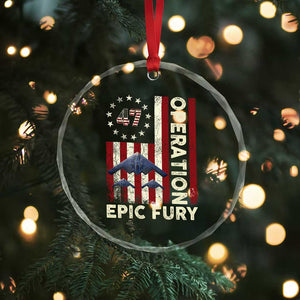 Operation Epic Fury Crystal Glass Ornament Military Tactical Warfare Stealth Jet American Flag TS11 Print Your Wear