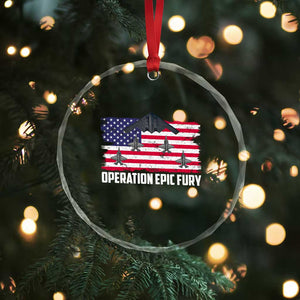 Operation Epic Fury Fighter Jet Formation American Flag Crystal Glass Ornament B12 Spirit USA Strength and Freedom TS02 Print Your Wear