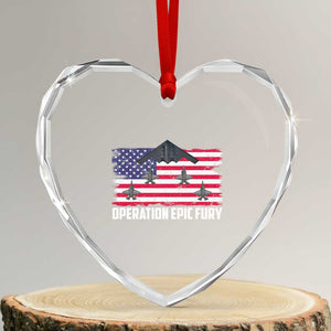 Operation Epic Fury Fighter Jet Formation American Flag Heart Crystal Glass Ornament B12 Spirit USA Strength and Freedom TS02 Transparent Glass 3'' Heart Print Your Wear