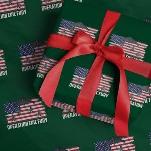Operation Epic Fury Fighter Jet Formation American Flag Wrapping Paper Roll B12 Spirit USA Strength and Freedom TS02 Green Print Your Wear