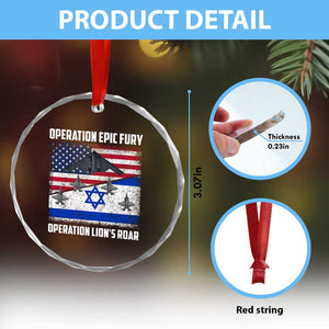 Operation Epic Fury Lions Roar Crystal Glass Ornament USA Israel Flag Freedom Defense TS02 Print Your Wear
