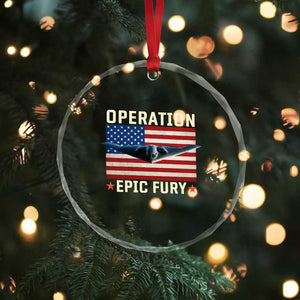 Operation Epic Fury Stealth Bomber American Flag Crystal Glass Ornament Powerful B2 Spirit USA Military Pride TS02 Print Your Wear
