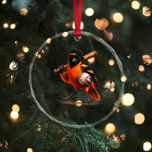 Oriole Baseball Player Crystal Glass Ornament Retro Funny Bird Mascot Baseball Fans TS10 Print Your Wear