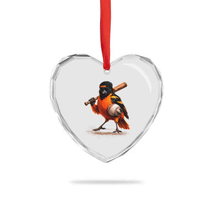 Oriole Baseball Player Heart Crystal Glass Ornament Retro Funny Bird Mascot Baseball Fans TS10 Print Your Wear