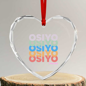 Osiyo Tsalagi Cherokee Native American Pride Heart Crystal Glass Ornament Retro Stacked Typography