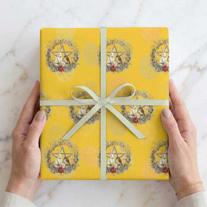 Ostara Blessing Pagan Eostre Easter Day Wrapping Paper Roll Rabbit Bird Wiccan Pentagram TS11 Yellow Print Your Wear