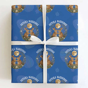 Ostara Blessing Pagan Eostre Easter Day Wrapping Paper Roll Spring Moon Rabbit Spring Equinox Festival TS11 Royal Blue Print Your Wear